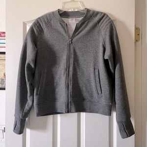 Women’s grey fleece lined cardigan sweater. Athletic brand.L.